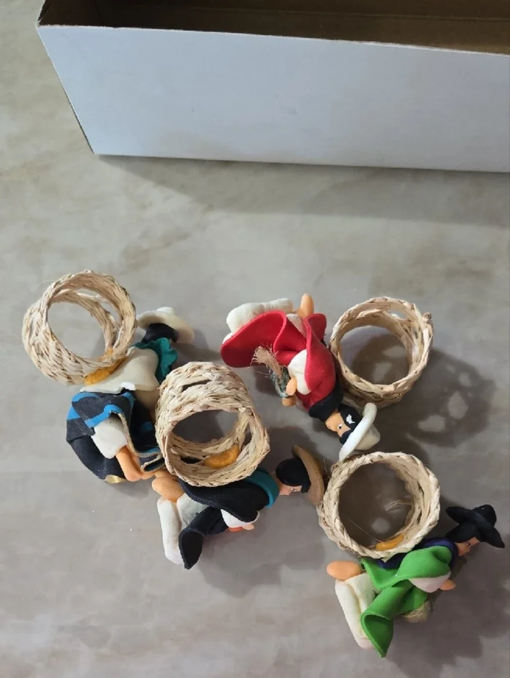 Handmade Andean Doll Set - Colorful Traditional Figurine Napkin Rings